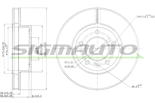 Disque de frein SIGMAUTO DBA440V