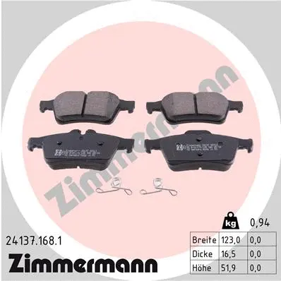 Kit de plaquettes de frein, frein à disque ZIMMERMANN 24137.168.1