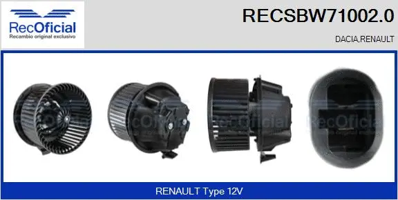 Pulseur d'air habitacle RECOFICIAL RECSBW71002.0