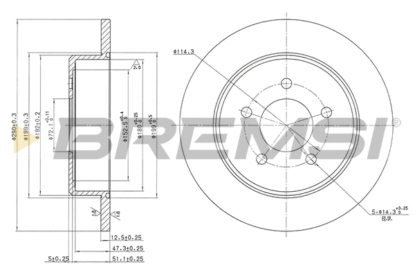 Disque de frein BREMSI CD7492S