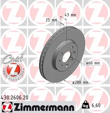 Disque de frein ZIMMERMANN 430.2606.20