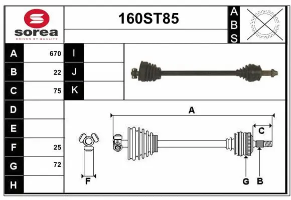 Arbre de transmission STARTCAR 160ST85