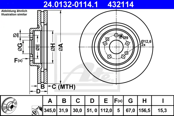 Disque de frein ATE-APAC 24.0132-0114.1