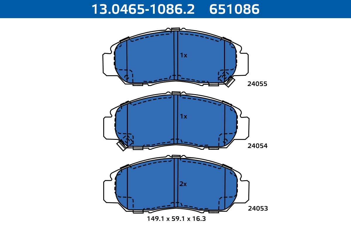 Kit de plaquettes de frein, frein à disque ATE-APAC 13.0465-1086.2