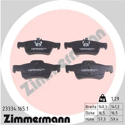 Kit de plaquettes de frein, frein à disque ZIMMERMANN 23334.165.1