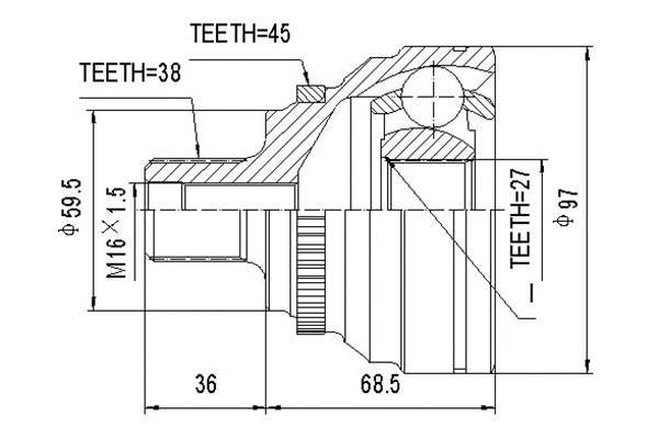 Jeu de joints, arbre de transmission DYNAMATRIX DCV803017