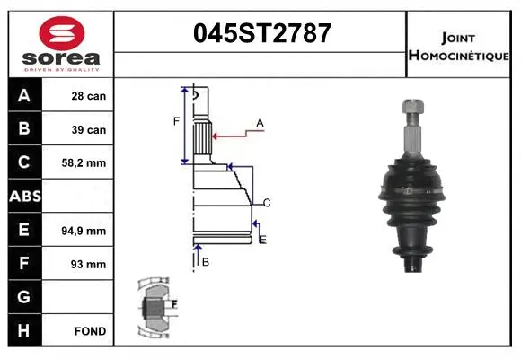 Jeu de joints, arbre de transmission STARTCAR 045ST2787