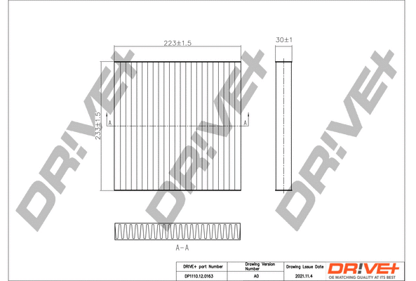 Filtre, air de l'habitacle Dr!ve+ DP1110.12.0163
