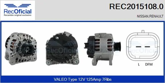Alternateur RECOFICIAL REC2015108.0