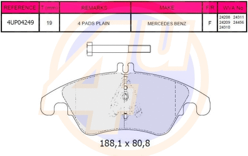 Kit de plaquettes de frein, frein à disque 4u 4UP04249