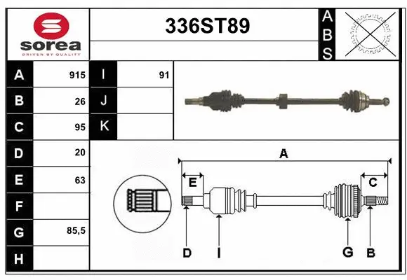 Arbre de transmission STARTCAR 336ST89