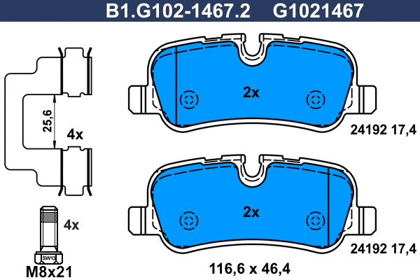 Kit de plaquettes de frein, frein à disque GALFER B1.G102-1467.2