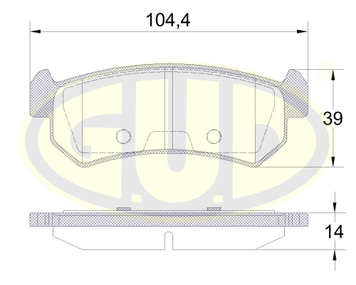 Kit de plaquettes de frein, frein à disque G.U.D. GBP104800