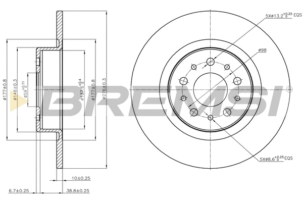 Disque de frein BREMSI CD7138S
