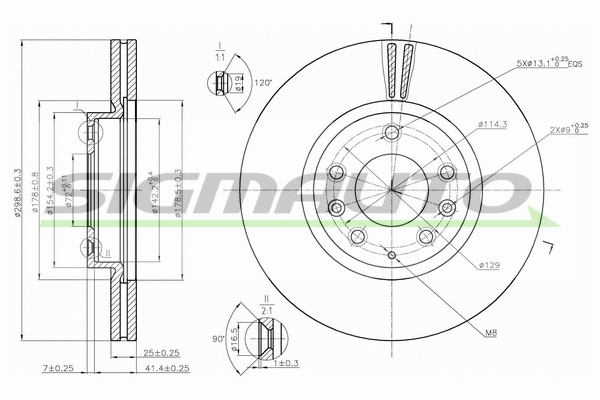 Disque de frein SIGMAUTO DBB739V