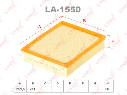 Filtre à air LYNXAUTO LA-1550