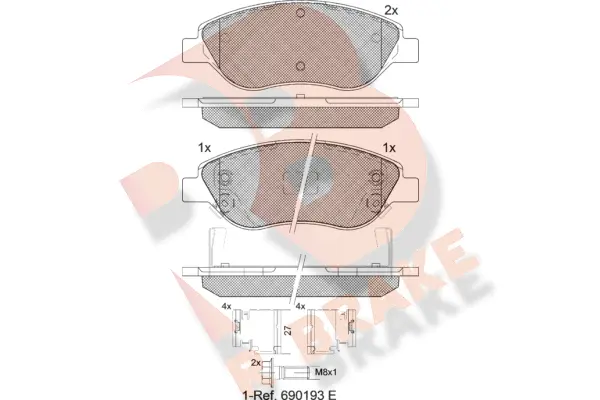Kit de plaquettes de frein, frein à disque R BRAKE RB1445-208