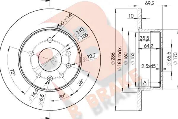 Disque de frein R BRAKE 78RBD29210