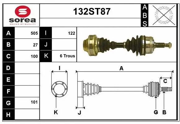 Arbre de transmission STARTCAR 132ST87