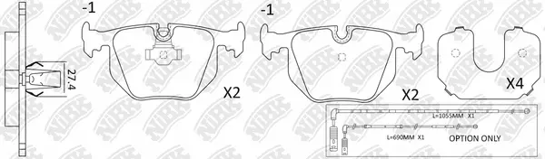 Kit de plaquettes de frein, frein à disque NiBK PN0225W