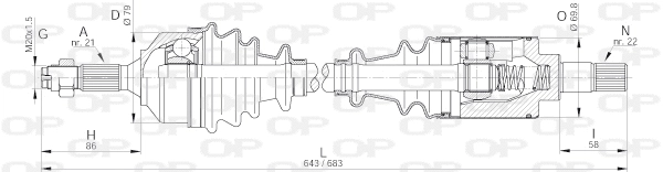 Arbre de transmission OPEN PARTS DRS6160.00