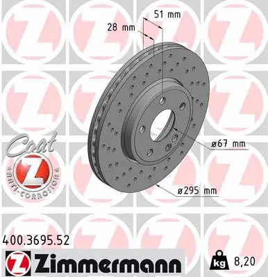 Disque de frein ZIMMERMANN 400.3695.52