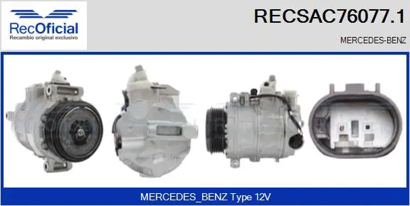 Compresseur, climatisation RECOFICIAL RECSAC76077.1