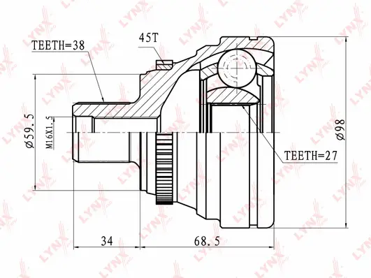 Jeu de joints, arbre de transmission LYNXAUTO CO-1220A