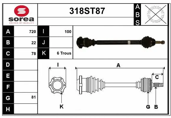 Arbre de transmission STARTCAR 318ST87