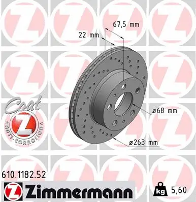 Disque de frein ZIMMERMANN 610.1182.52