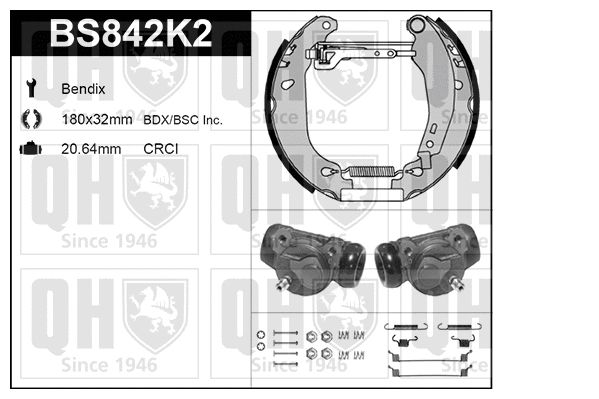 Jeu de mâchoires de frein QUINTON HAZELL BS842K2