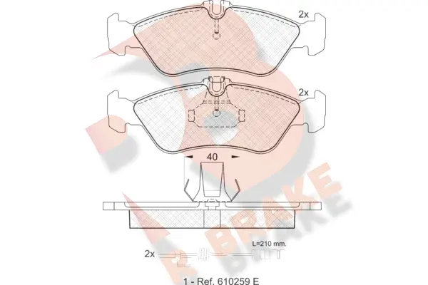 Kit de plaquettes de frein, frein à disque R BRAKE RB1103