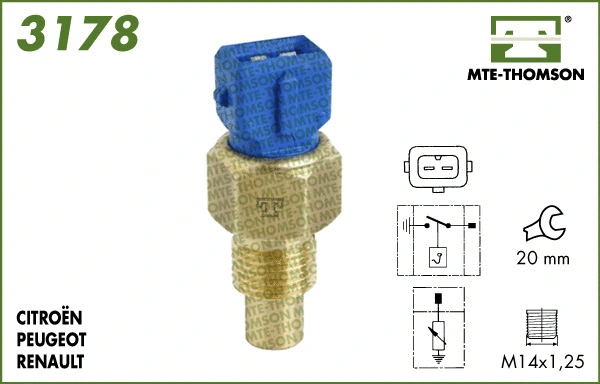 Sonde, température du liquide de refroidissement MTE-THOMSON 3178.122