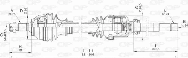 Arbre de transmission OPEN PARTS DRS6439.00