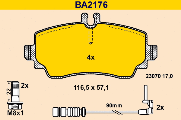 Kit de plaquettes de frein, frein à disque BARUM BA2176