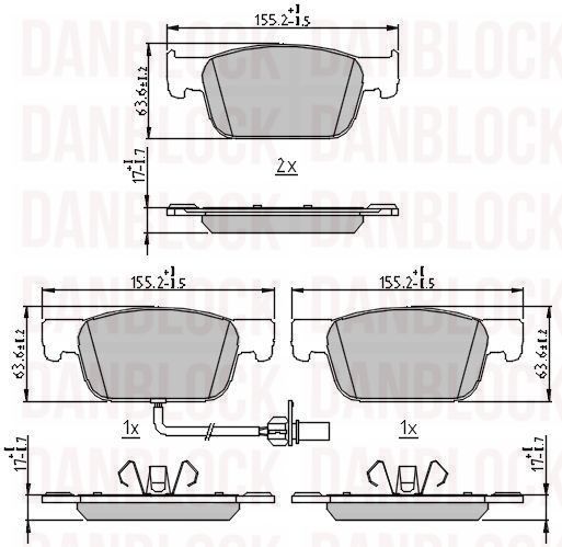 Kit de plaquettes de frein, frein à disque DANBLOCK DB 511329