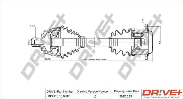 Arbre de transmission Dr!ve+ DP2110.10.0387