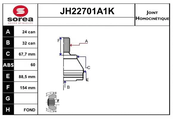 Jeu de joints, arbre de transmission SNRA JH22701A1K