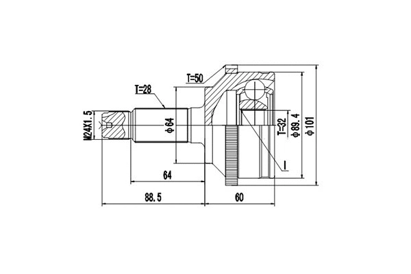 Jeu de joints, arbre de transmission DYNAMATRIX DCV823036