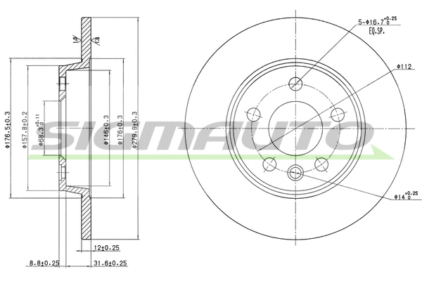 Disque de frein SIGMAUTO DBB012S