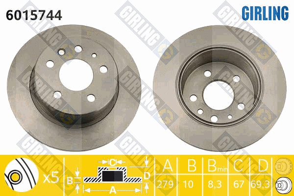 Disque de frein GIRLING 6015744