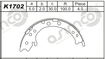 Jeu de mâchoires de frein ASIMCO K1702
