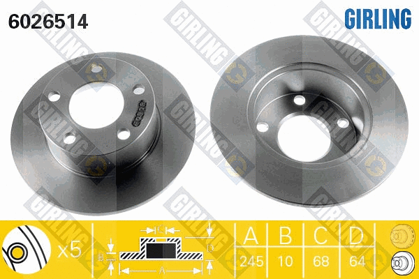 Disque de frein GIRLING 6026514