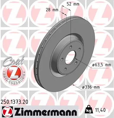 Disque de frein ZIMMERMANN 250.1373.20