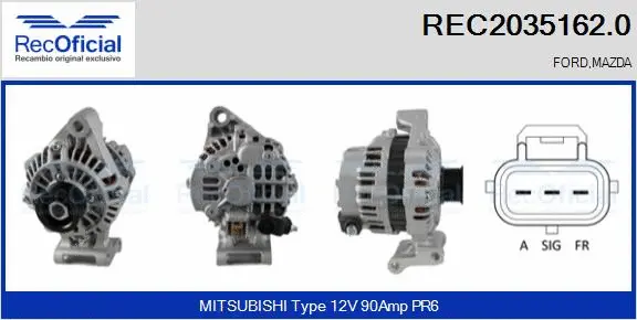 Alternateur RECOFICIAL REC2035162.0