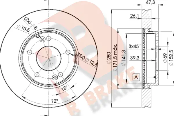 Disque de frein R BRAKE 78RBD25171