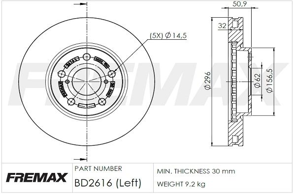 Disque de frein FREMAX BD-2616