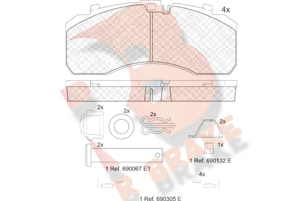 Kit de plaquettes de frein, frein à disque R BRAKE RB2091-066