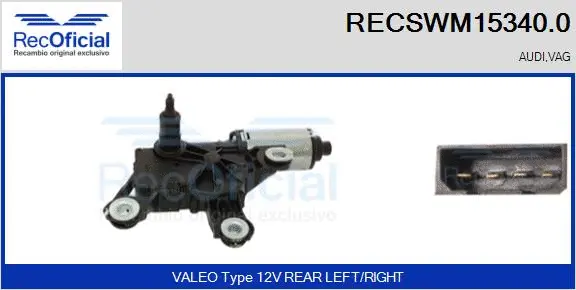 Moteur d'essuie-glace RECOFICIAL RECSWM15340.0