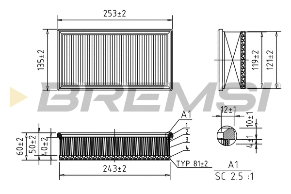 Filtre à air BREMSI FA0652